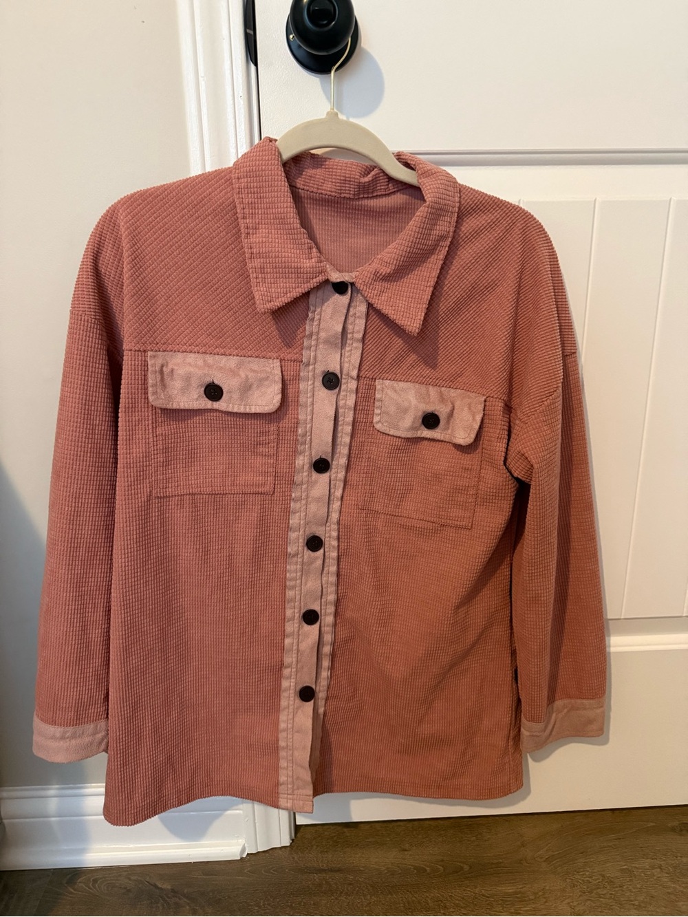 Dusty Rose Corduroy Button-Up Shacket